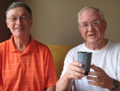 Fr. Tom and Fr. Bernie share a meal in Vietnam