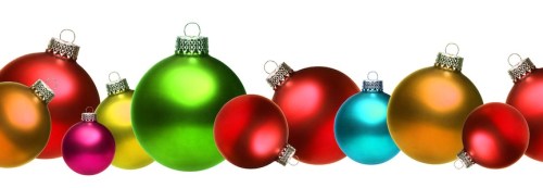 Colored christmas glass balls isolated on white