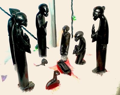 One of the international Nativity sets on display during Fr. Tim's visit to the Montréal community.