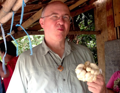"I've been trying a lot of food I've never had before!" said Fr. Steve. We aren't sure if this face means that he likes his latest Philippines meal or? 
