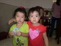 Dn. Phu's niece (in red) and a friend
