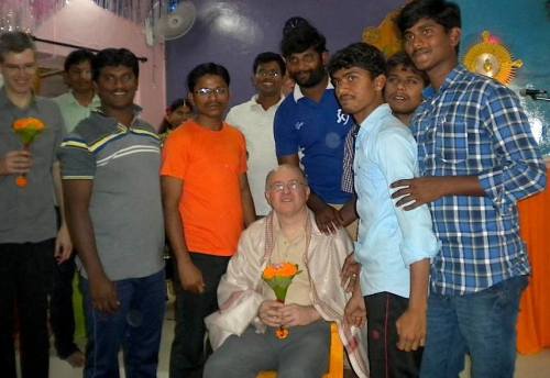 Huff in India with flowers