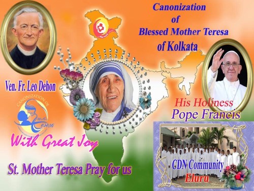 The banner designed by Br. Hari Kumar Barigala, SCJ, for the celebration of Mother Teresa's canonization
