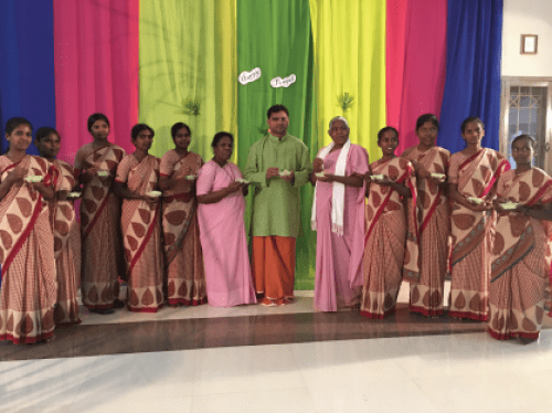 Fr. Michael with members of the Franciscan Sisters of Aloysius Gonzaga during the Pongal celebrations